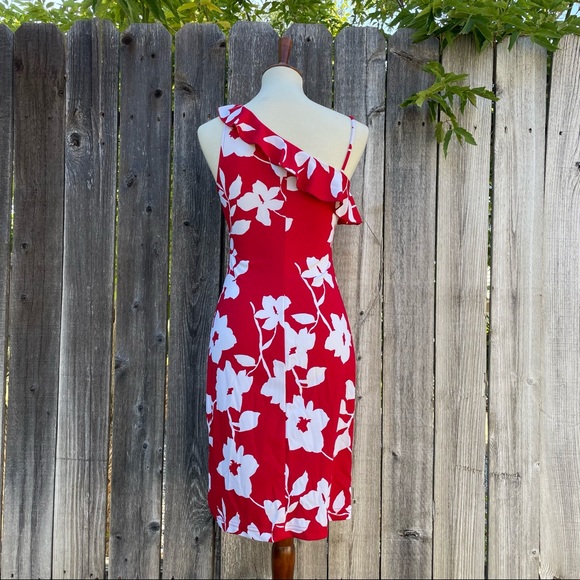90’s red and white floral midi dress - Picture 3 of 5